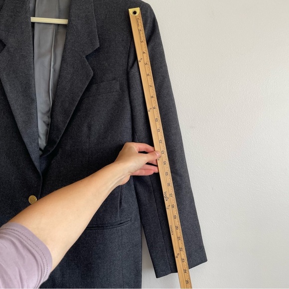 Brooks Brothers wool blazer women Sz 12 grey single button gold preppy old money - Picture 8 of 11
